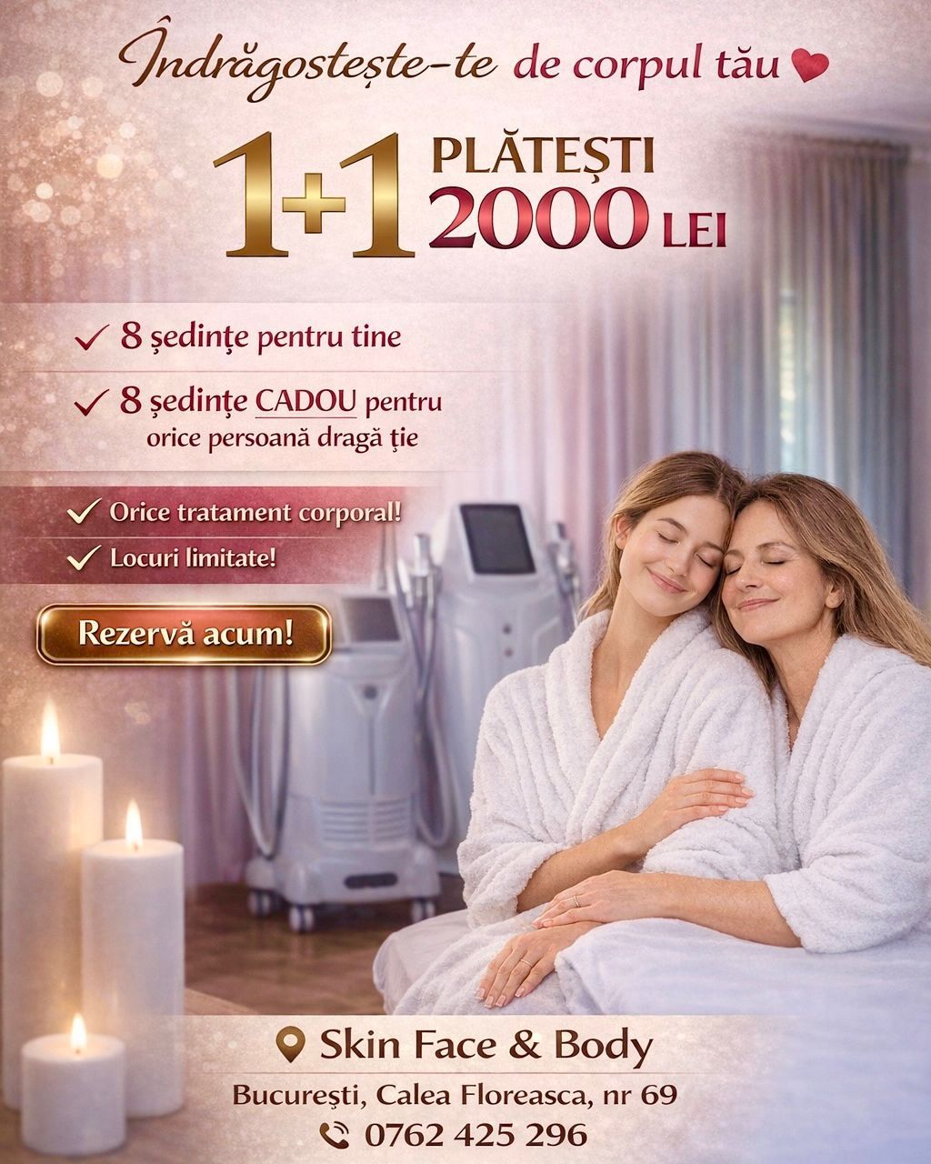 Pachet 1+1 Tratament corporal: 16 ședințe (8 pentru tine + 8 CADOU)